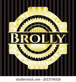 Brolly golden badge or emblem. Vector Illustration. Detailed. 