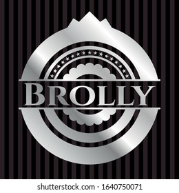 Brolly silvery shiny emblem. Vector Illustration. Mosaic.
