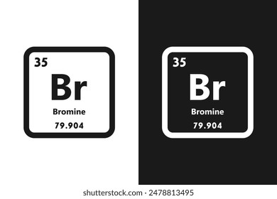 Bromine, Br, chemical periodic element icon. The chemical element of the periodic table. Sign with atomic number. Bromine element