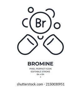 Bromine food supplement editable stroke outline icon isolated on white background flat vector illustration. Pixel perfect. 64 x 64.