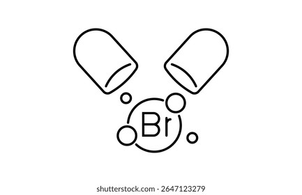 Bromine food supplement outline icon isolated on transparent background flat vector illustration. EPS 10