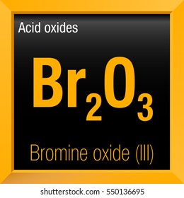 Bromine oxide (III) chemical formula inside a yellow square frame with black background