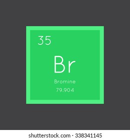 Bromine simple style tile icon. Chemical element of periodic table. Vector illustration EPS8