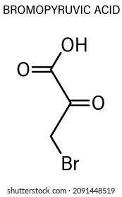 Bromopyruvic acid or 3-bromopyruvic acid, 3-bromopyruvate, controversial cancer drug molecule. Investigational oncology drug, currently used without supporting clinical trial data. Skeletal formula.