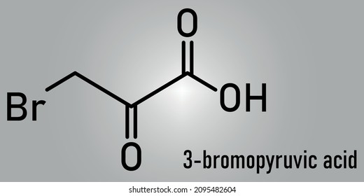 Bromopyruvic acid or 3-bromopyruvic acid, 3-bromopyruvate, controversial cancer drug molecule. Investigational oncology drug, currently used without supporting clinical trial data. Skeletal formula.