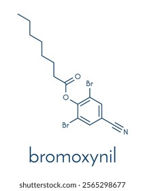 Bromoxynil herbicide molecule. Skeletal formula.