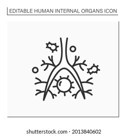 Bronchi line icon. Respiratory system inflammatory. Bronchi disease. Human internal organs concept.Isolated vector illustration.Editable stroke