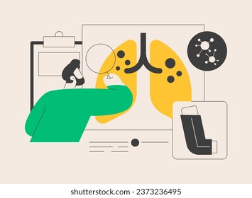 Bronchial asthma diagnosis abstract concept vector illustration. Respiratory illness, shortness of breath, symptoms and treatment, bronchial inhaler and nebulizer, wheezing abstract metaphor.