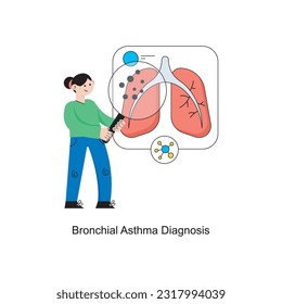 Bronchial asthma diagnosis Flat Style Design Vector illustration. Stock illustration