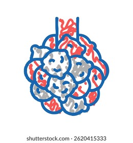 Bronquiectasia Enfermedad de los pulmones Doodle Icono Croquis Vector. Bronquiectasia Enfermedad de los pulmones Signo