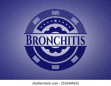 Insignia de bronquitis con textura jean. Ilustración vectorial. Detallado. 