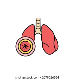 Bronchitis color line icon. Human diseases.