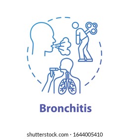 Bronchitis Concept Icon. Exhaustion From Sickness. Lung Disease Treatment. Chest Pain. Doctor Visit. Unwell Patient. Influenza Idea Thin Line Illustration. Vector Isolated Outline RGB Color Drawing