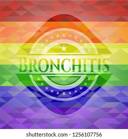 Bronchitis emblem on mosaic background with the colors of the LGBT flag
