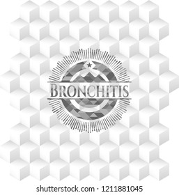 Bronchitis grey emblem. Retro with geometric cube white background