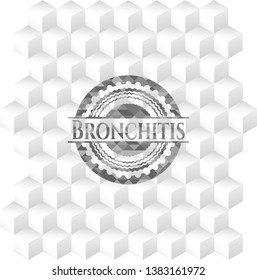Bronchitis grey emblem. Vintage with geometric cube white background