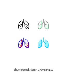 bronchitis icon set. flat, simple, outline, color. healthcare and medical icon.