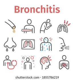 Bronchitis line icons. infographic symbol. Vector sign for web graphic.