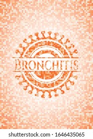 Emblema de mosaico naranja bronquitis con fondo