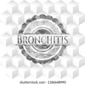 Bronchitis retro style grey emblem with geometric cube white background