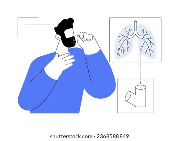 Bronchitis symptoms abstract concept vector illustration. Coughing man with bronchitis symptoms, medicine sector, pulmonary disease prevention, respiratory distress abstract metaphor.