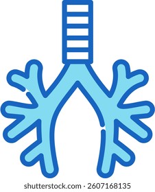 Bronchus Icon Blue Vector Illustration