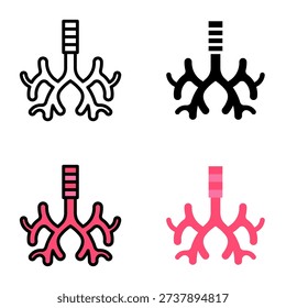 Bronchus icon collection of various styles for design branding, print and digital media