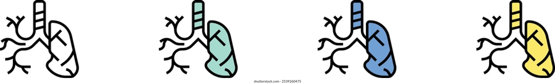 bronchus icon. Outline, Green, Blue and Yellow Style Design Isolated On White Background