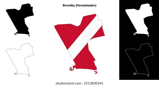 Mapa de Brondby município esboço conjunto