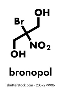 Bronopol preservative molecule. Possibly carcinogenic through nitrosamine formation. Skeletal formula.