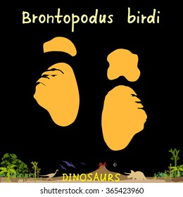 Brontopodus birdi dinosaur fossil footprint. Dinosaur paws Vector Illustration