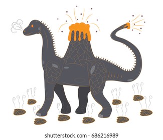 Brontosaur with a volcano on a back