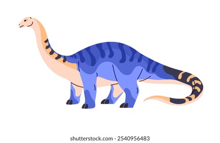 Brontossauro, apatossauro, diplodoco. Antigo animal do Jurássico. Dinossauro grande com pescoço longo. Dino herbívoro gigante. Paleontologia. Ilustração de vetor isolado plano sobre fundo branco