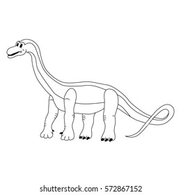 Brontosaurus. Cartoon dinosaurs. The contour drawing. Vector illustration.