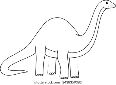 Brontosaurus coloring page. Cute flat dinosaur isolated on white background