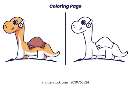 Brontosaurus with coloring pages suitable for kids