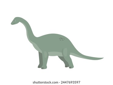 Brontosaurus dinosaur animal. Prehistoric animal, jungle reptiles group, jurassic world evolution cartoon vector illustration