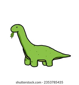 Brontosaurus dinosaur cartoon green colored