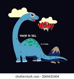 Brontosaurus or dinosaur, comic style vector illustration