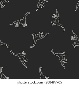 Brontosaurus dinosaur doodle seamless pattern background