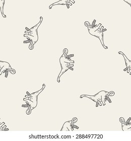 Brontosaurus dinosaur doodle seamless pattern background