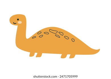 Brontosaurus dinosaur isolated vector illustration on white background. Cute childrens animal for poster, print for clothes, textile, nursery design, stickers.