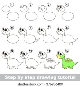 Brontosaurus. Drawing tutorial.