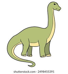 brontosaurus illustration hand drawn outline isolated vector