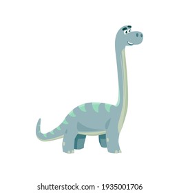 Brontosaurus isolated cartoon tyrannosaurus kids toy, robot model. Vector blue childish dino, dinosaur animal Apatosaurus species Brontosaurus excelsus. Big lizard, cartoon style dino with long neck