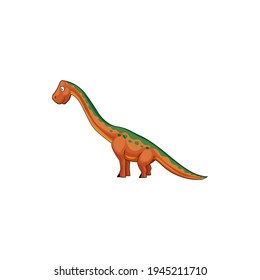 Brontosaurus isolated cartoon tyrannosaurus with long neck. Vector apatosaurus Brontosaurus excelsus, B. yahnahpin, and B. parvus, big thunder lizard. Childish dino, dinosaur animal with round spots