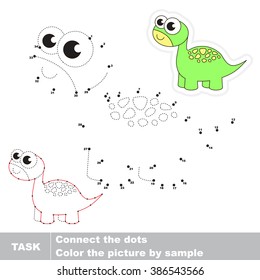 Brontosaurus in vector to be traced by numbers. Vector visual game for children.