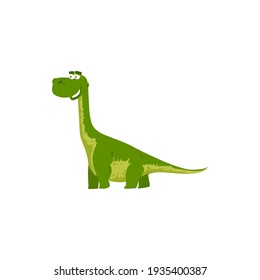 Brontosaurus yahnahpin isolated smiling bronosaurus kids toy. Vector brontosaurus parvus, big thunder lizard. Tyrannosaurus green childish dino, dinosaur animal Brontosaur excelsus in green color