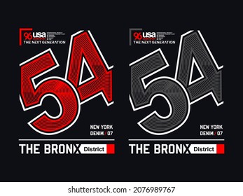 The Bronx 54 stylish t-shirt and apparel abstract design. Vector print, typography, poster. Global swatches.
