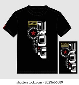Bronx Boy Text Lettering Slogan Stylish Typography Graphic T shirt Print Vector Illustration Design